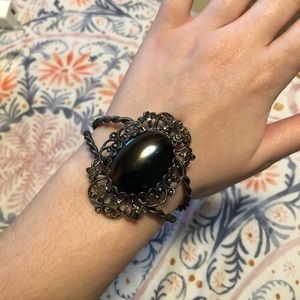 Vintage Braided Cuff Bracelet with Stone